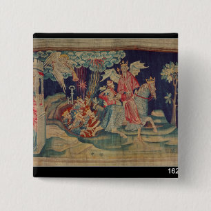 Badge Carré 5 Cm La cinquième trompette et les sauterelles