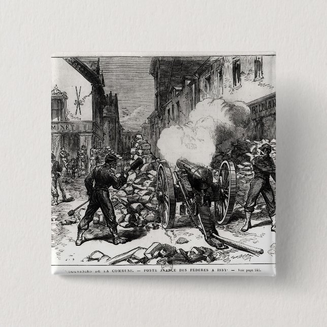 Badge Carré 5 Cm La commune de Paris : Une barricade chez Issy (Devant)