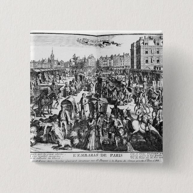 Badge Carré 5 Cm La congestion à Paris (Devant)