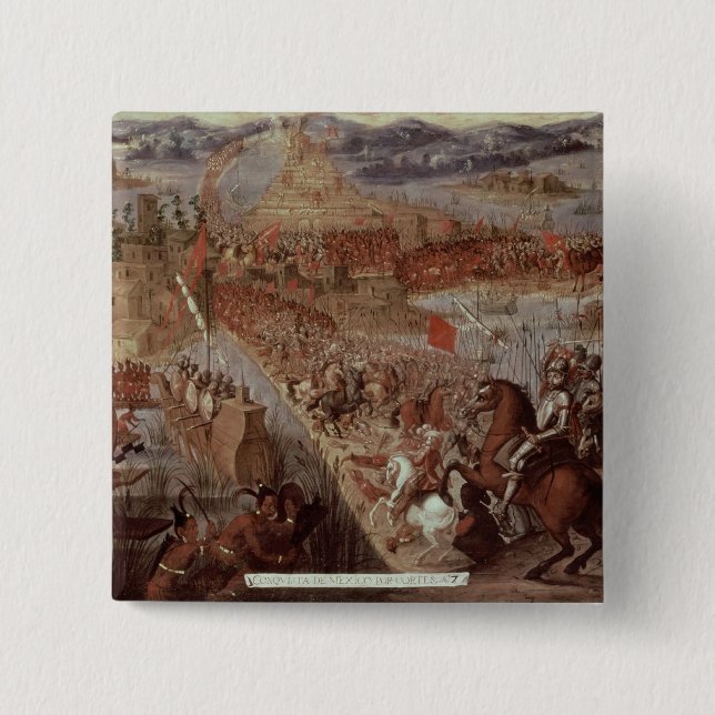 Badge Carré 5 Cm La conquête de Tenochtitlan (Devant)