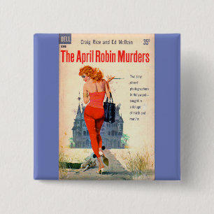 Badge Carré 5 Cm La couverture du roman d'April Robin Murders