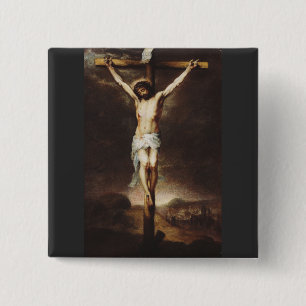 Badge Carré 5 Cm La Crucifixion par Bartolome Esteban Murillo