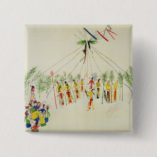 Badge Carré 5 Cm La danse de Sun de Shoshone (colorant sur la