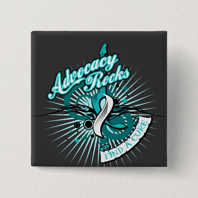 Badge Carré 5 Cm La défense des droits contre le cancer du col utér (Devant)