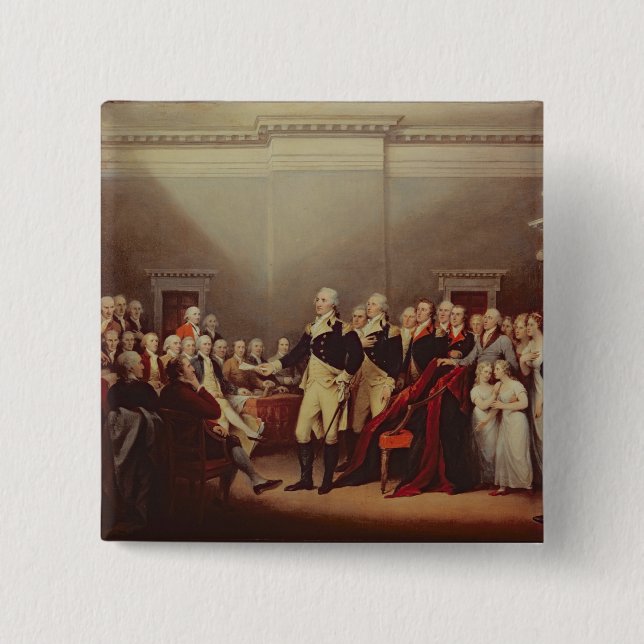 Badge Carré 5 Cm La démission de George Washington (Devant)