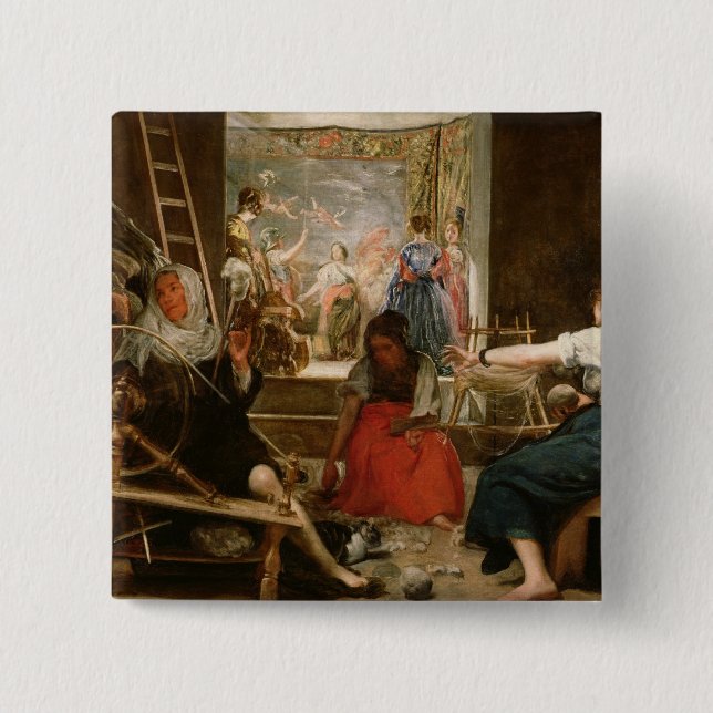 Badge Carré 5 Cm La fable de l'arachné, ou les fileurs, c.1657 (Devant)