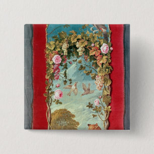 Badge Carré 5 Cm La fable d'Ésope le Fox et les raisins