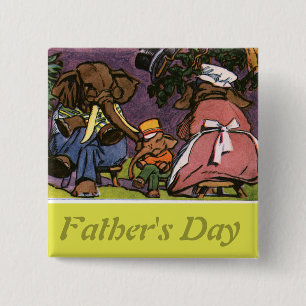 Badge Carré 5 Cm La famille des éléphants -