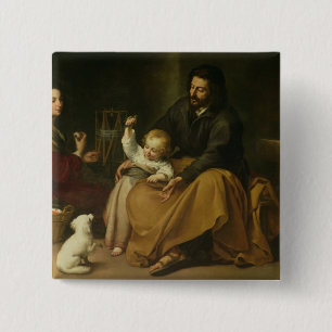 Badge Carré 5 Cm La famille sainte avec le petit oiseau, c.1650