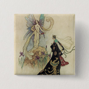 Badge Carré 5 Cm La Fée Là-Bas A Accueilli Sa Majesté