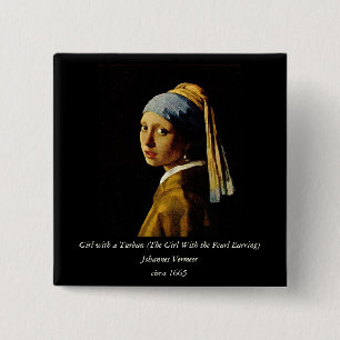 Badge Carré 5 Cm La fille avec un Turban / la fille avec l'oreille