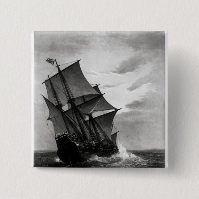 Badge Carré 5 Cm La fleur printanière (Devant)