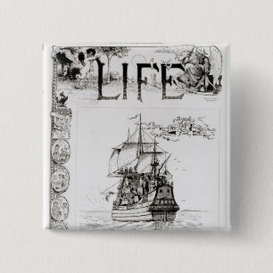 Badge Carré 5 Cm La fleur printanière, couverture de 'Life