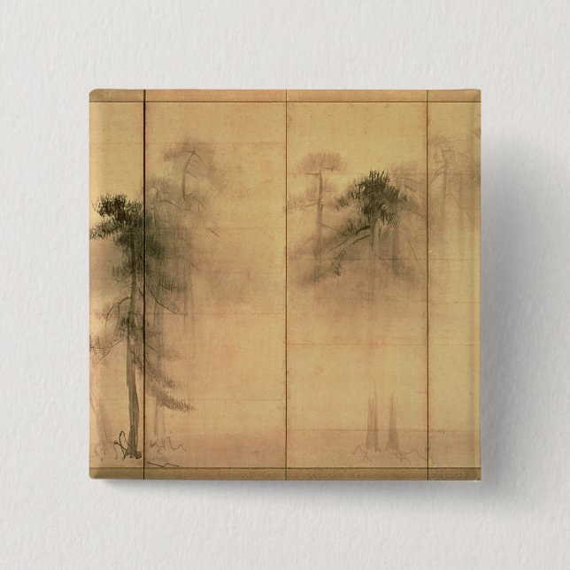 Badge Carré 5 Cm La forêt de pins (Devant)