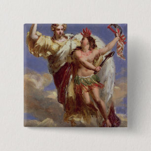 Badge Carré 5 Cm La France soutenant l'Amérique