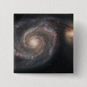 Badge Carré 5 Cm La galaxie tourbillon (M51) et la galaxie d'accomp