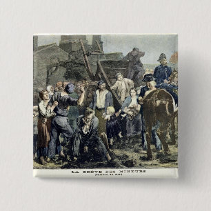 Badge Carré 5 Cm La grève du mineur dans Carmaux