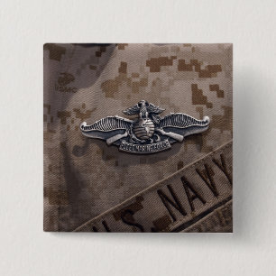 Badge Carré 5 Cm La guerre enrôlée de Corps des Marines de flotte