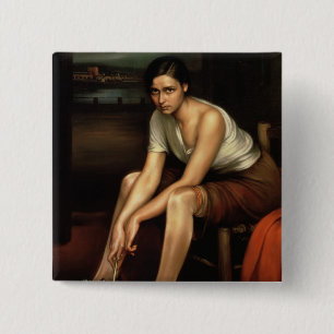 Badge Carré 5 Cm La jeune fille de attirance