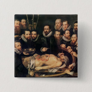 Badge Carré 5 Cm La leçon d'anatomie du der de fourgon de docteur