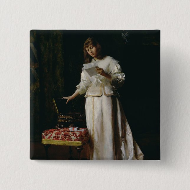 Badge Carré 5 Cm La lettre d'amour (Devant)