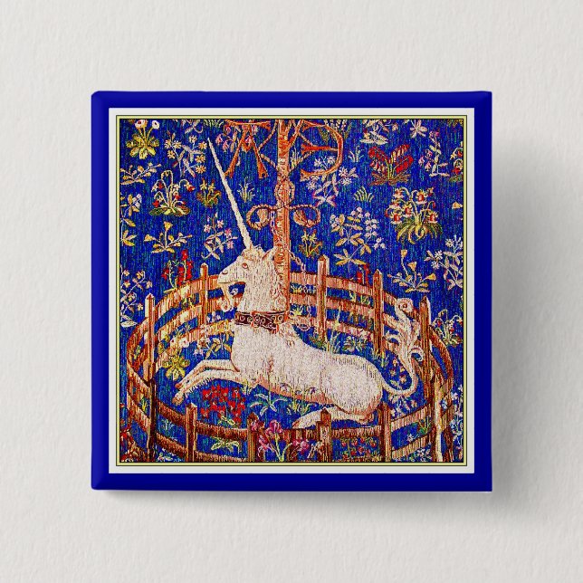 Badge Carré 5 Cm "La licorne en captivité" (Devant)