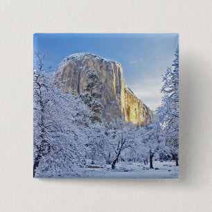 Badge Carré 5 Cm La lumière du lever du soleil frappe El Capitan à 