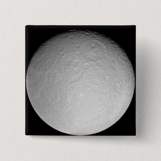 Badge Carré 5 Cm La lune glacée de Saturne Rhea (Devant)