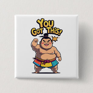 Badge Carré 5 Cm La lutteuse de Sumo avec la motivation "Vous avez