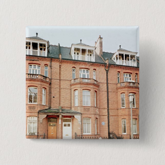 Badge Carré 5 Cm La maison d'Oscar Wilde dans la rue de Tite, (Devant)