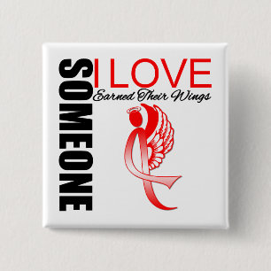 Badge Carré 5 Cm La maladie cardiaque quelqu'un amour d'I a gagné