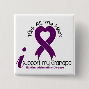 Badge Carré 5 Cm La maladie d'Alzheimers je soutiens mon grand-papa