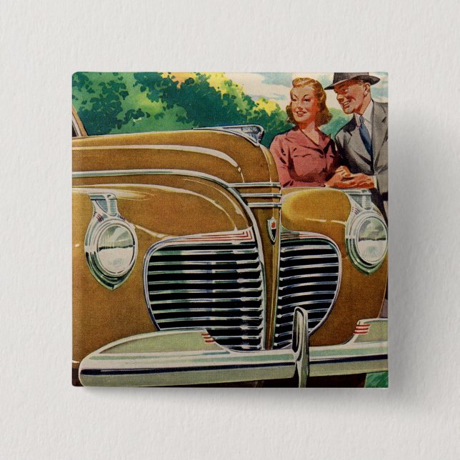 Badge Carré 5 Cm La MAMMOTH dorée de maman et papa 1941 Plymouth (Devant)