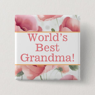 Badge Carré 5 Cm La meilleure épingle de grand-mère du monde