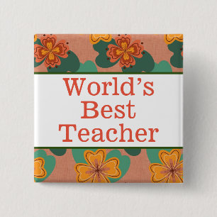 Badge Carré 5 Cm La meilleure épingle du professeur au monde
