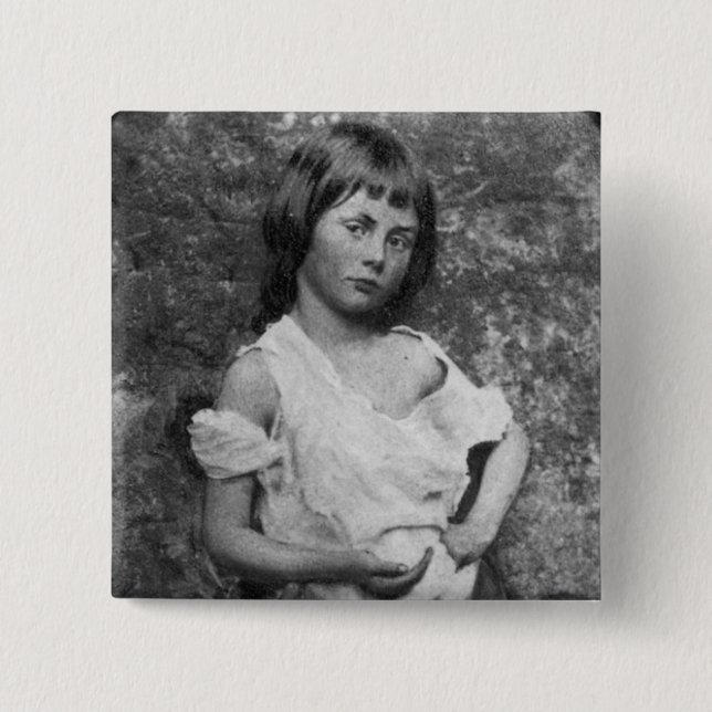 Badge Carré 5 Cm La mendiante / Alice Liddell ~ 1859 (Devant)