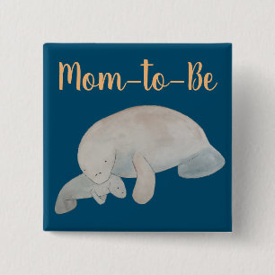 Badge Carré 5 Cm La mère du Baby shower de Manatte, un animal mari