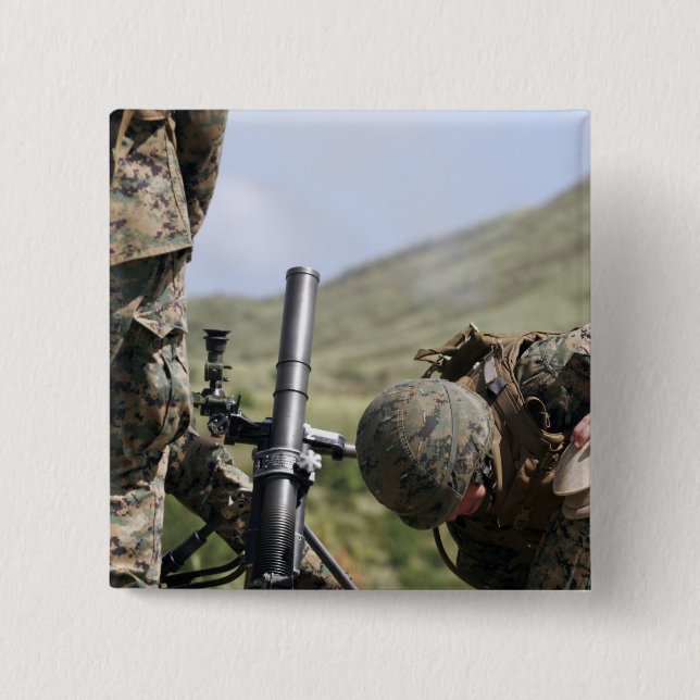 Badge Carré 5 Cm La méthode de tir direct des mortiers (Devant)