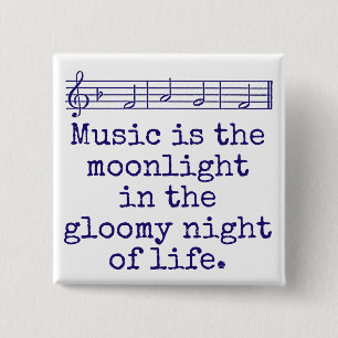 Badge Carré 5 Cm La Musique est au clair de lune - Citation de musi