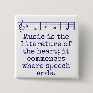 Badge Carré 5 Cm La Musique Est La Littérature De L'Art - Citation 