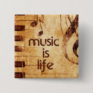 Badge Carré 5 Cm La musique est la vie