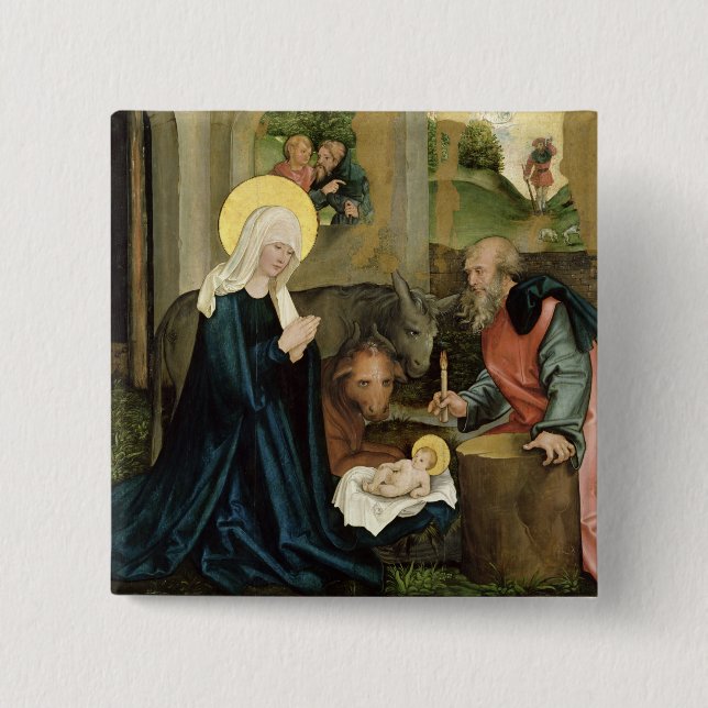 Badge Carré 5 Cm La naissance du Christ (Devant)