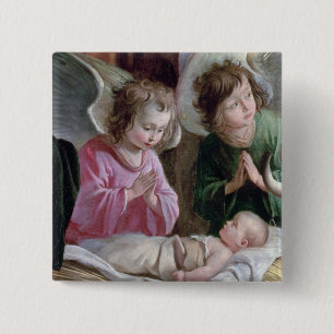 Badge Carré 5 Cm La nativité, de l'autel de Buxtehude, 1400-10