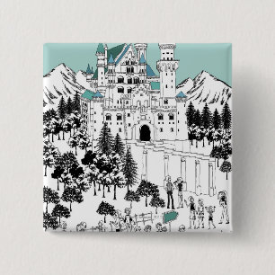 Badge Carré 5 Cm La neige a couvert le château
