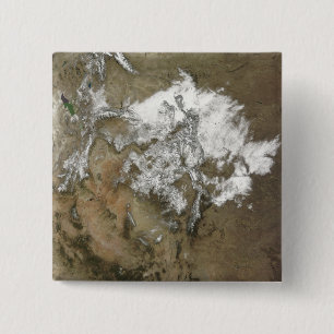 Badge Carré 5 Cm La neige couvre les montagnes Rocheuses aux États-