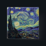 Badge Carré 5 Cm La nuit étoilée de Van Gogh<br><div class="desc">Chef-d'oeuvre de Van Gogh : Starry Night. La nuit étoilée est une huile sur toile du peintre post-impressionniste néerlandais Vincent van Gogh. Peint en juin 1889, il dépeint la vue depuis la fenêtre est de sa chambre d'asile à Saint-Rémy-de-Provence, juste avant le lever du soleil, avec l'ajout d'un village idéalisé....</div>