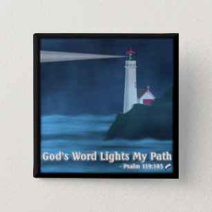 Badge Carré 5 Cm La Parole de Dieu éclaire mon chemin - Psaume 119: