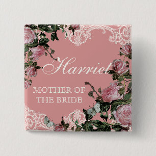 Badge Carré 5 Cm La partie nuptiale de répétition étiquette, cru