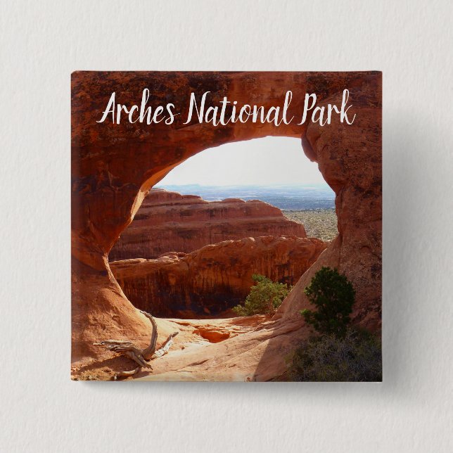 Badge Carré 5 Cm La partition Arch I dans le parc national des Arch (Devant)
