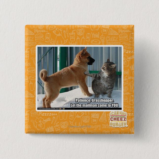 Badge Carré 5 Cm La patience, sauterelle (Devant)